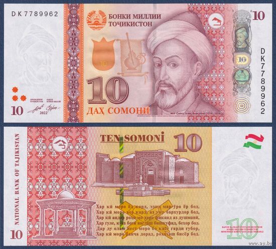 Таджикистан, 20 сомони 2022 г., P-25 (DK, мудрец и целитель Авиценна), UNC