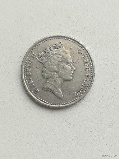 Монета 10 пенсов 1992 года. С рубля.