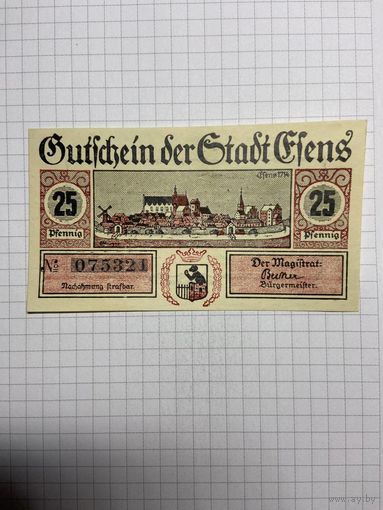 Нотгельд 25 пфеннигов 1921 год. -2712