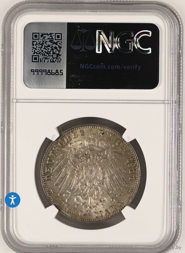 3 марки 1911 Бавария. Луитпольд NGC MS63