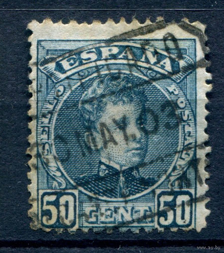 Испания (Королевство) - 1901г. - король Альфонсо XIII, 50 с - 1 марка - гашёная [Mi 214]. #1-Sp-7-A-1