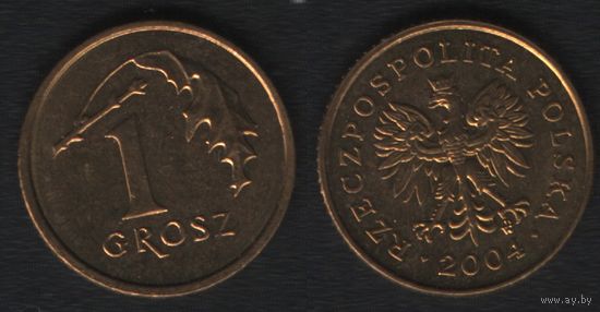 Польша y276 1 грош 2004 год (mw) (_брак(h1(j(1 небольшой поворот