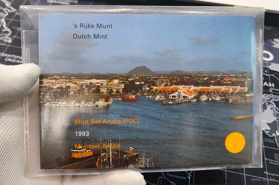 Аруба, официальный набор из 6 монет 1993 в оригинальном буклете с жетоном монетного двора, UNC