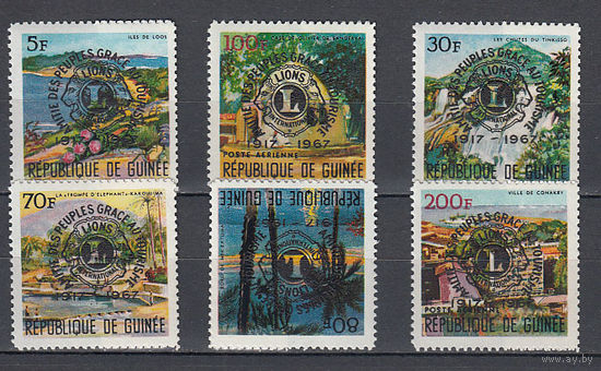 Гвинея. 1967. 6 марок с надпечатками. Michel N 447, 448, 451, 453, 456 (10,3 е).