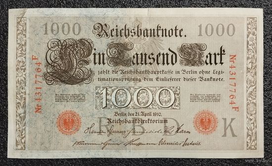 1000 марок Германия 1910 г. (красная печать) литера F