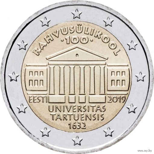 Эстония 2 евро, 2019 100 лет преподаванию на эстонском языке в Тартуском университете UNC