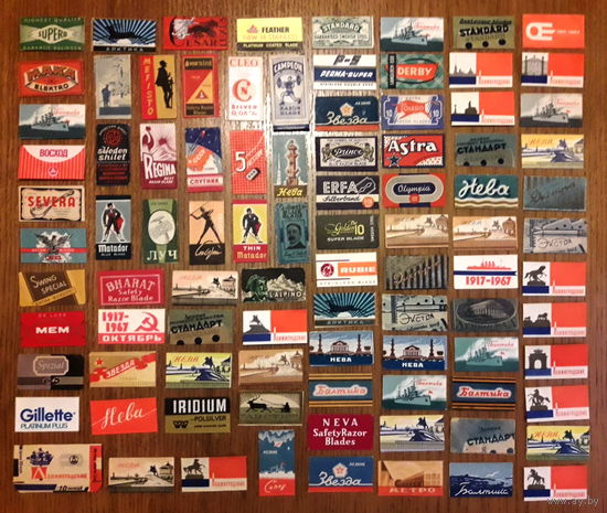 Коллекция этикеток от бритвенных лезвий(более 90шт).
