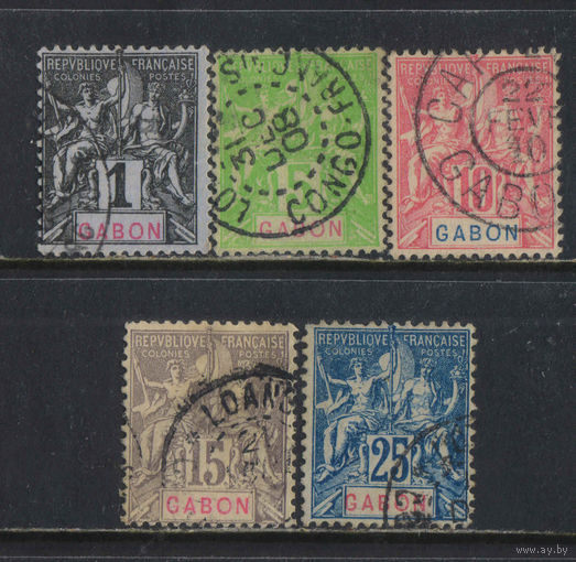 Fr Колонии Габон 1904 Вып Мир и Торговля Стандарт #16,19,20,21,23