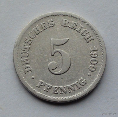 Германия - Германская империя 5 пфеннигов. 1900. E