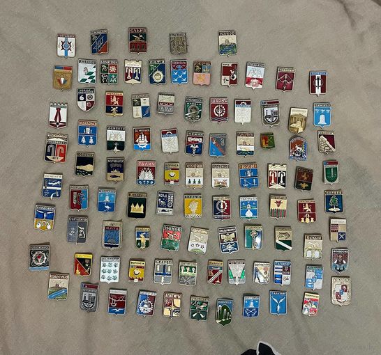 Лот значков ГОРОДОВ (93 штуки) СССР С РУБЛЯ знаки