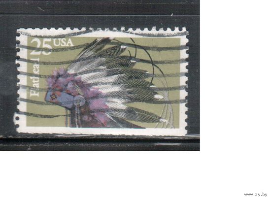 США-1990, (Мих.2101),   гаш. ,Индейцы, Головные уборы  ,(1)и