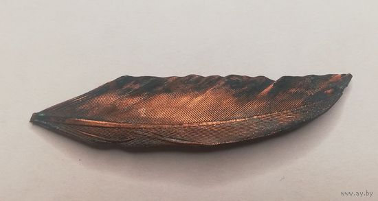 Брошь винтажная "Перышко", латунь