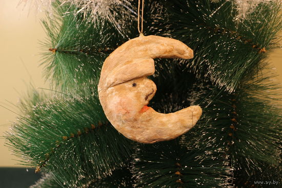 Ёлочная игрушка папье-маше, "Месяц".