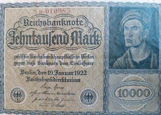 10000 марок 1922 REICHSBANKNOTE Банкнота Веймарская республика  Берлин