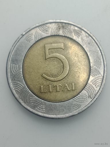 Литва 5 лит 1999 года .