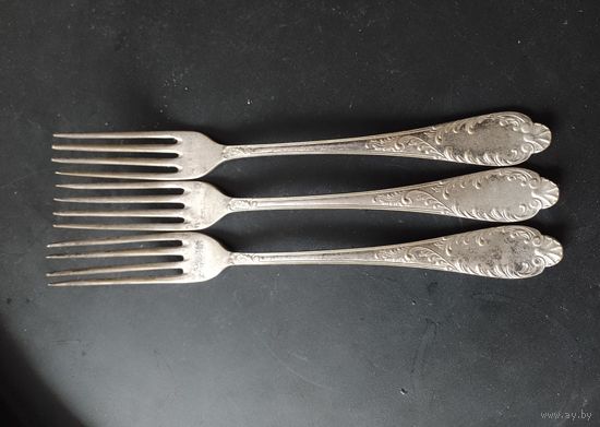 Вилка столовая 3 шт. барокко J. Ehrlich Warszawa иудаика царская Россия