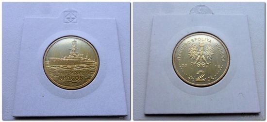 Польша 2 злотых, 2012 Польские суда - Легкий крейсер "Дракон"