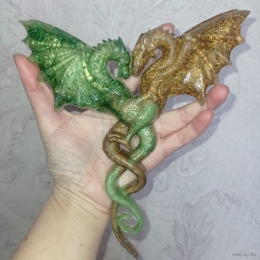 Дракон, верхушка на ёлку, новогодняя игрушка, символ нового года. Ручная работа.  Парные драконы