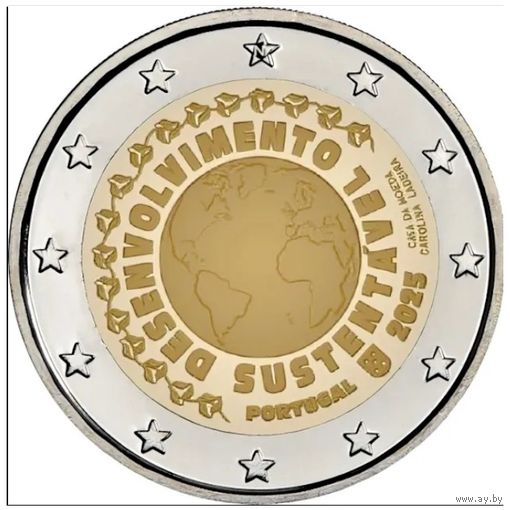Португалия 2 евро, 2025 Устойчивое развитие UNC из ролла