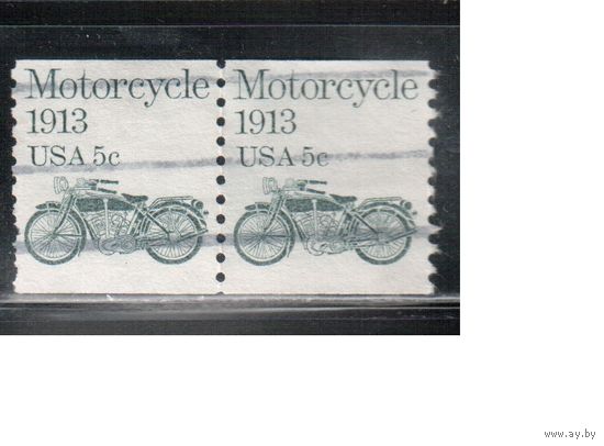 США-1983, (Мих.1662) , гаш. , Стандарт, Транспорт, Мотоцикл(одиночка), пара(2)