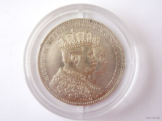 Талер 1861. Коронация Вильгельма. Пруссия. Оригинал. Серебро.