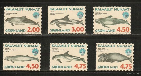 Гренландия-1998(Мих.316-321) , ** , Морская Фауна, Киты (полная серия)