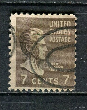 США - 1938/1954 - Эндрю Джексон 7С - (есть тонкое место) - [Mi.419A] - 1 марка. Гашеная.  (Лот 70Fi)-T25P15