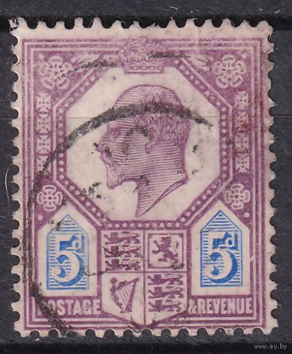 84.Br. Великобритания. Эдуард VII. 5P. 1902 г. Стандарт. Mi.#110A.