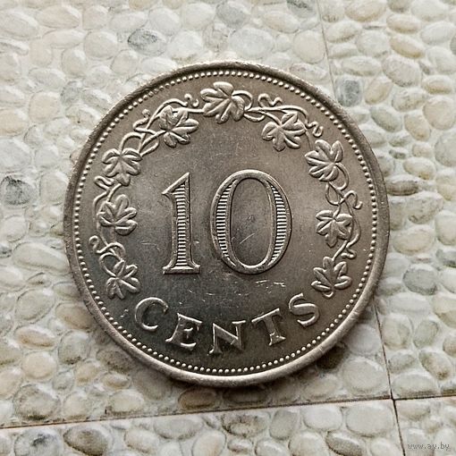 10 центов 1972 года Мальта. Мальтийская Республика. Очень красивая монета! Как новая!