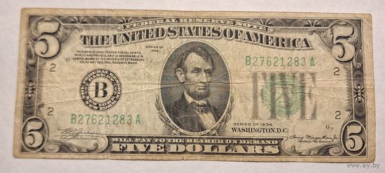 5 Долларов США 1934 г. Нью-Йорк