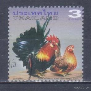 [2270] Таиланд 2003. Фауна.Домашние птицы.Куры.Петух. Гашеная марка.