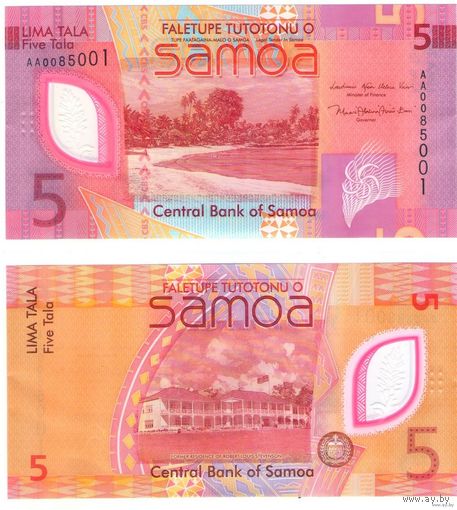 Самоа 5 тала  2023 год UNC (полимер)