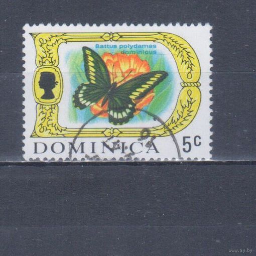 [1097] Доминика 1969. Фауна.Бабочка. Гашеная марка. Кат.гаш.2,5 е.