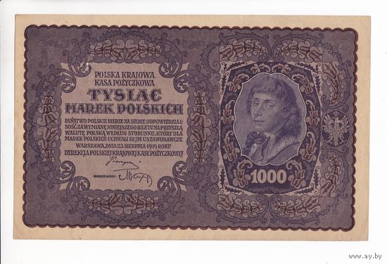 1000 МАРОК ПОЛЬСКИХ 1919 ПОЛЬША 1 СЕРИЯ
