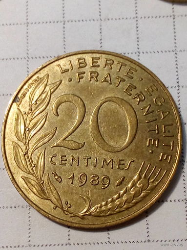 20 сантимов Франция 1989 год