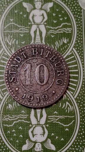 Германия нотгельд 10 пфеннигов 1919 Битбург
