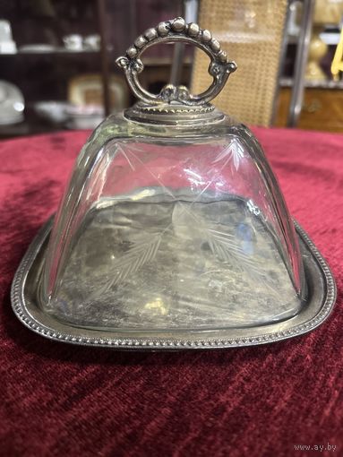Старинная масленка, серебрение, Европа, много лотов с рубля
