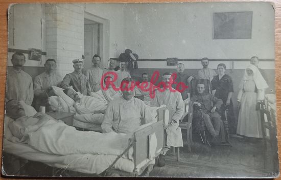 1917 Открыточный формат ПМВ Военный госпиталь медсестра солдаты типажи ретро