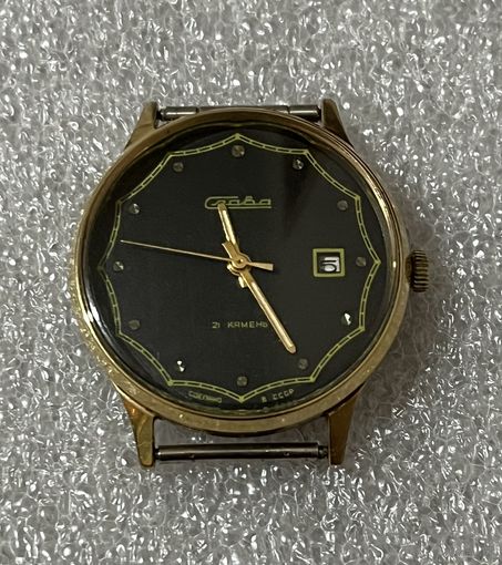 Позолоченные часы Слава. Au1 Рабочие. Состояние ХОРОШЕЕ.
