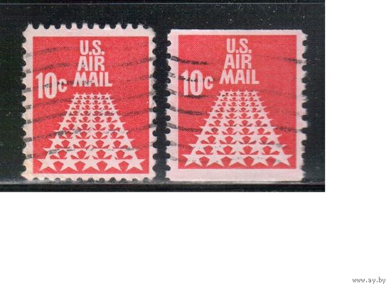 США-1968, (Мих.939) , гаш. , Стандарт, Звезды(одиночка), 2 типа зубцовки