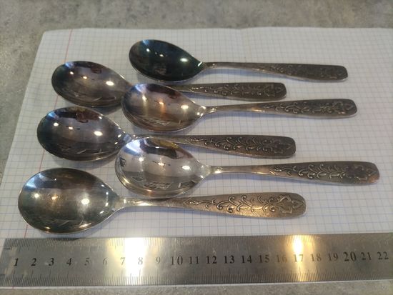 Ложка мельхиоровая , лот 6 шт, мельхиор