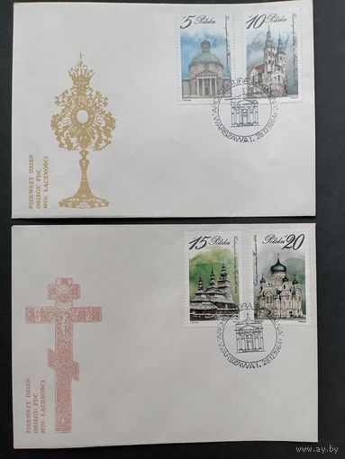 Польша 1984 Три КПД с полной серией марок "Храмы Польши" (спецгашение) Mi.2954-2959 каталог 3.50 евро