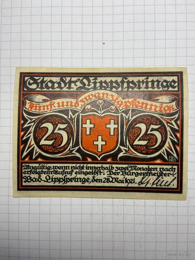 Нотгельд 25 пфеннигов Германия -3012