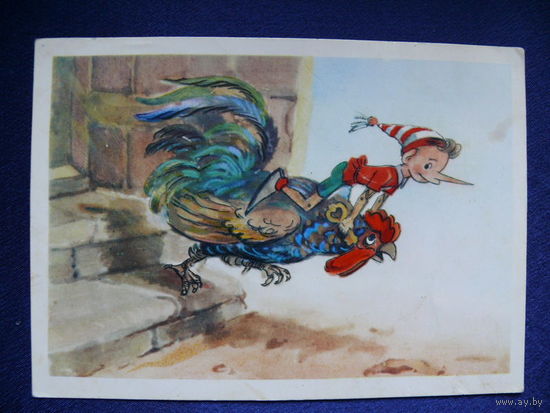 Владимирский Л., иллюстрация к сказке А. Толстого "Золотой ключик", 1967, подписана (петух).
