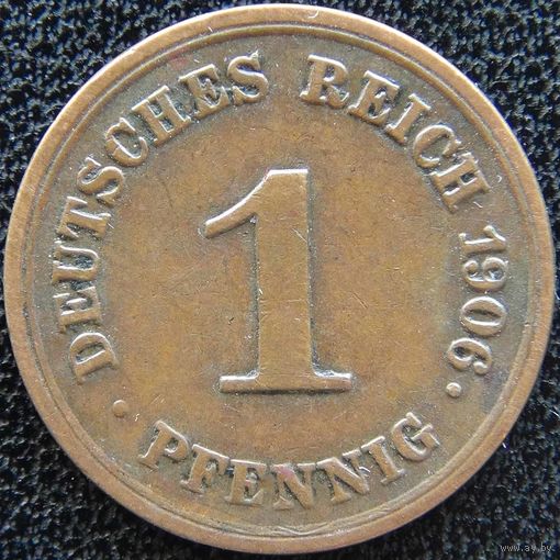 YS: Германия, Рейх, 1 пфенниг 1906E, KM# 10
