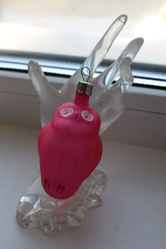 Винтажная стеклянная игрушка "Совенок"