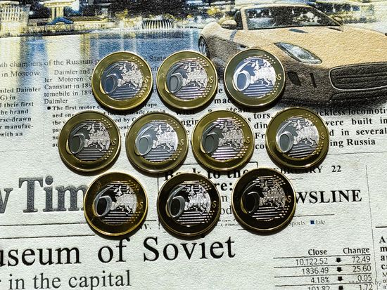 Лот из 10 монетовидных жетонов 6 (Sex) Euros (евро) без повторов #1. Распродажа!!! Торг. Смотрите другие мои подобные лоты.