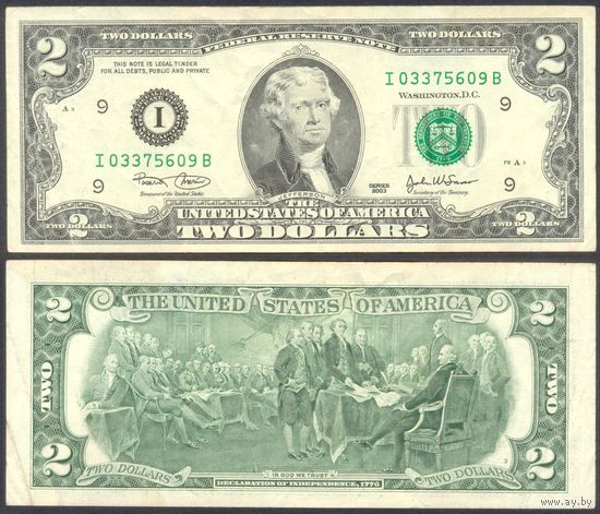 США, 2 доллара 2003 г. P516aI. UNC
