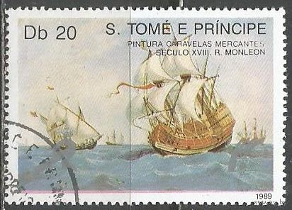 Сан Томе и Принсипи. Парусники. 1989г. Mi#1129.