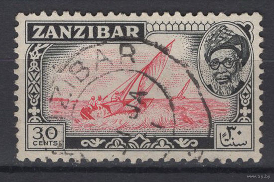 Занзибар /ZANZIBAR 1957 Флот Парусник в море Султан Халифа бен Харуб Занзибарский Used